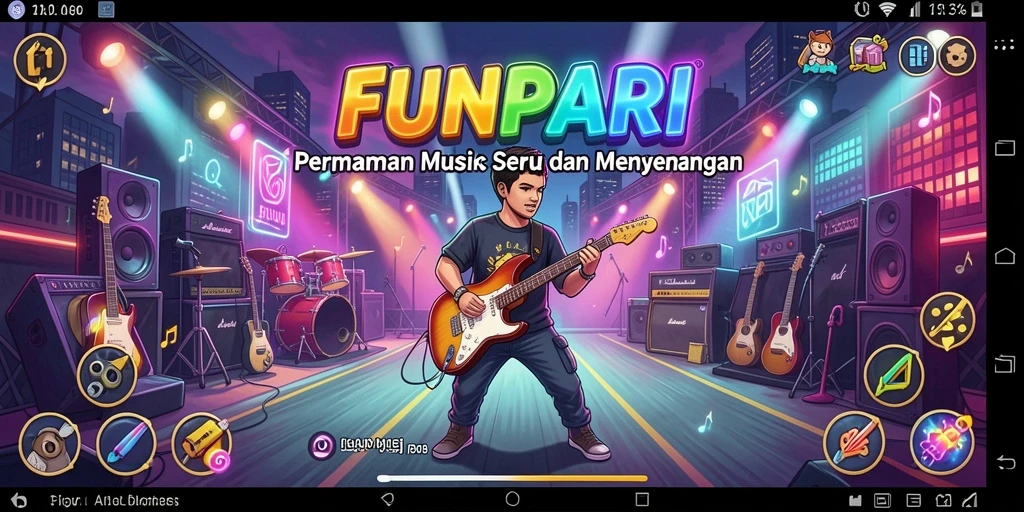 Screenshot gameplay FUNPARI menampilkan serunya bermain musik.
