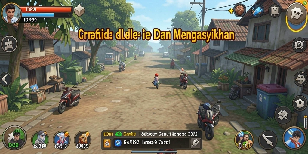 Screenshot utama IDR89 menampilkan gameplay santai dan pengumpulan sumber daya.