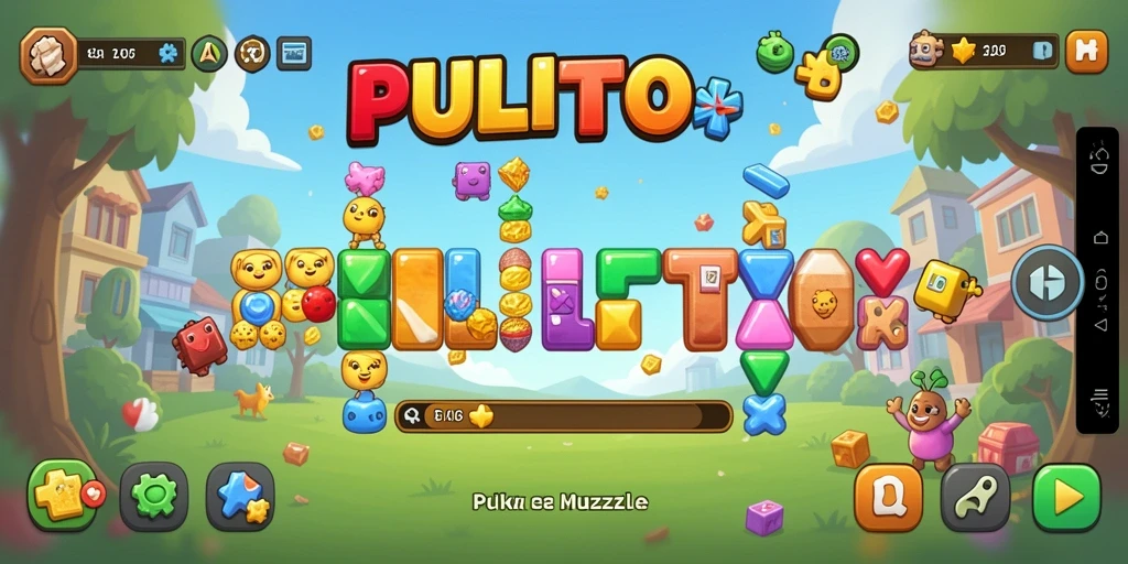 Screenshot gameplay PULITOTO dengan teka-teki yang penuh warna.