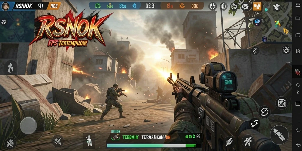 Screenshot gameplay RSNOK yang menampilkan pertarungan FPS yang mendebarkan.